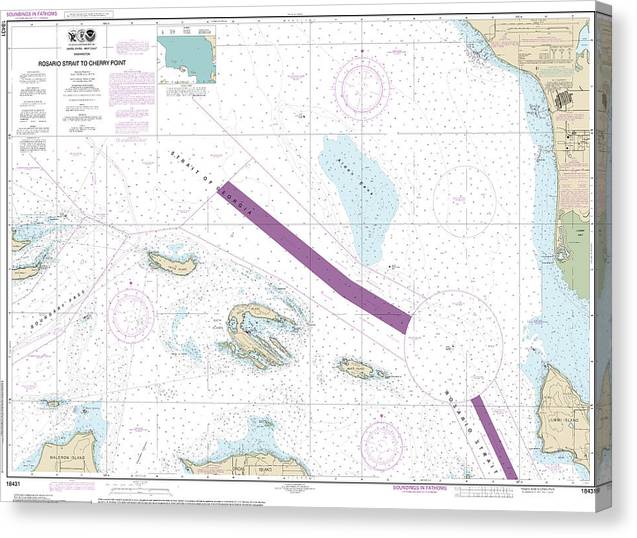 Nautical Chart-18431 Rosario Stait-Cherry Point Canvas Print