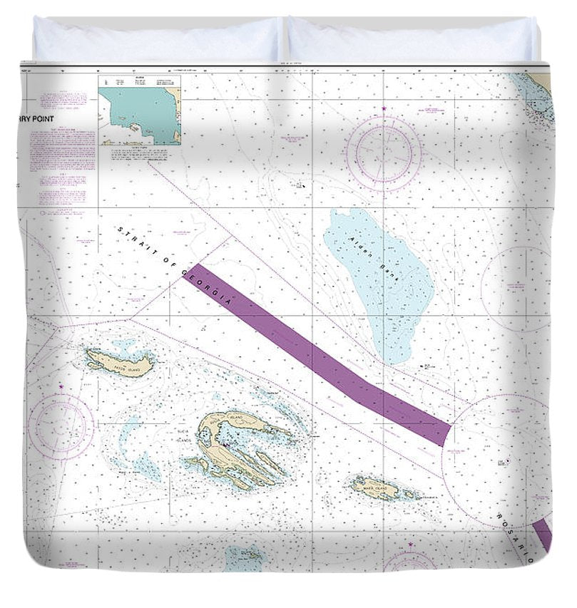 Nautical Chart 18431 Rosario Stait Cherry Point Duvet Cover