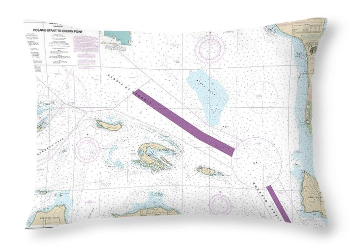 Nautical Chart-18431 Rosario Stait-cherry Point - Throw Pillow
