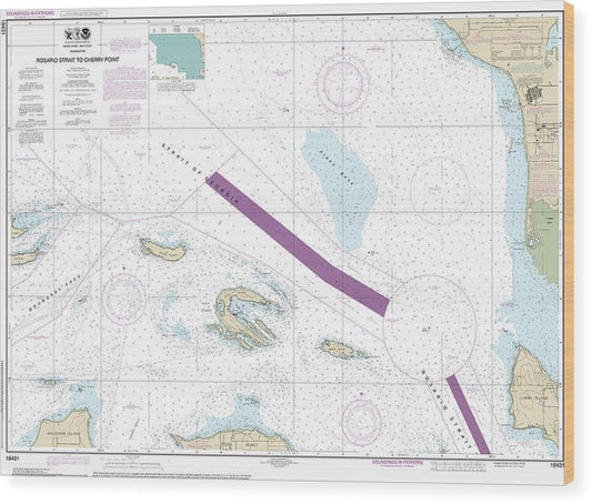 Nautical Chart-18431 Rosario Stait-Cherry Point Wood Print