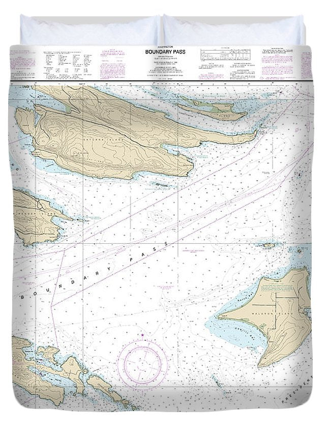 Nautical Chart-18432 Boundary Pass - Duvet Cover