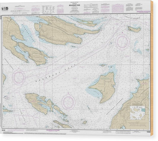 Nautical Chart-18432 Boundary Pass Wood Print