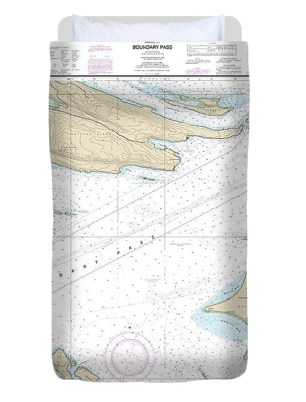 Nautical Chart-18432 Boundary Pass - Duvet Cover