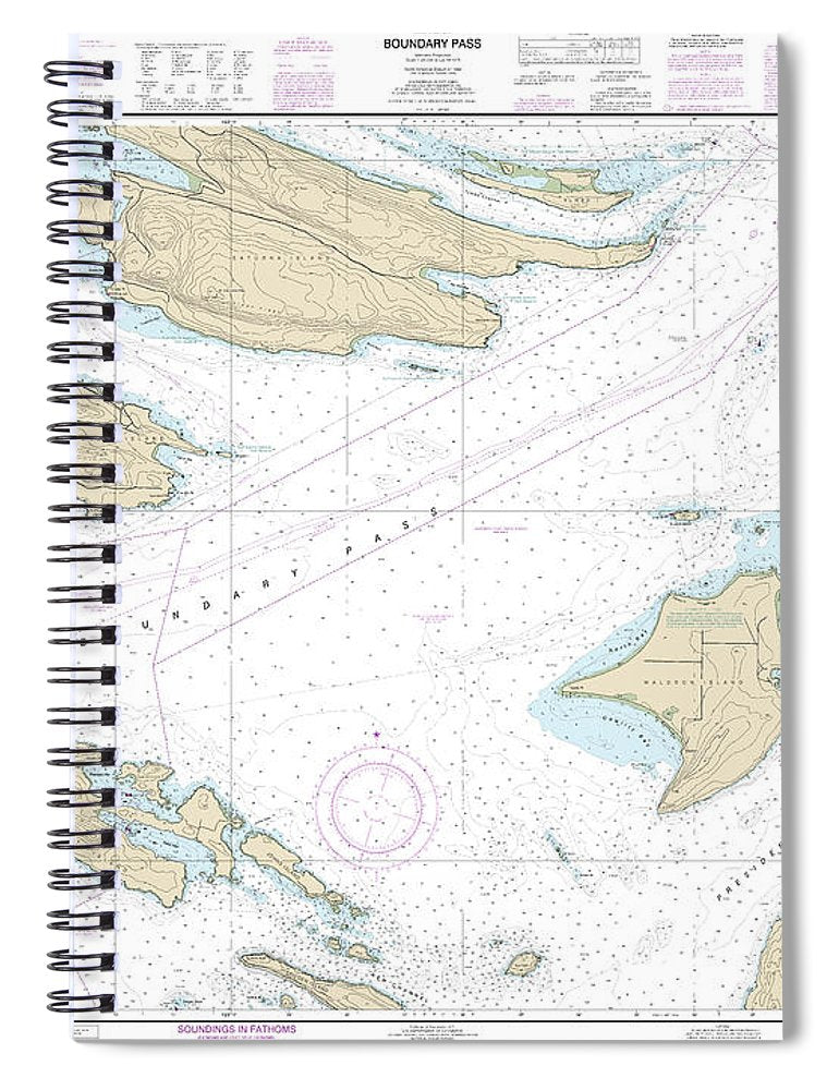 Nautical Chart 18432 Boundary Pass Spiral Notebook