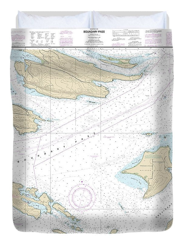 Nautical Chart-18432 Boundary Pass - Duvet Cover