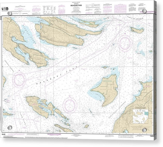 Nautical Chart-18432 Boundary Pass - Acrylic Print