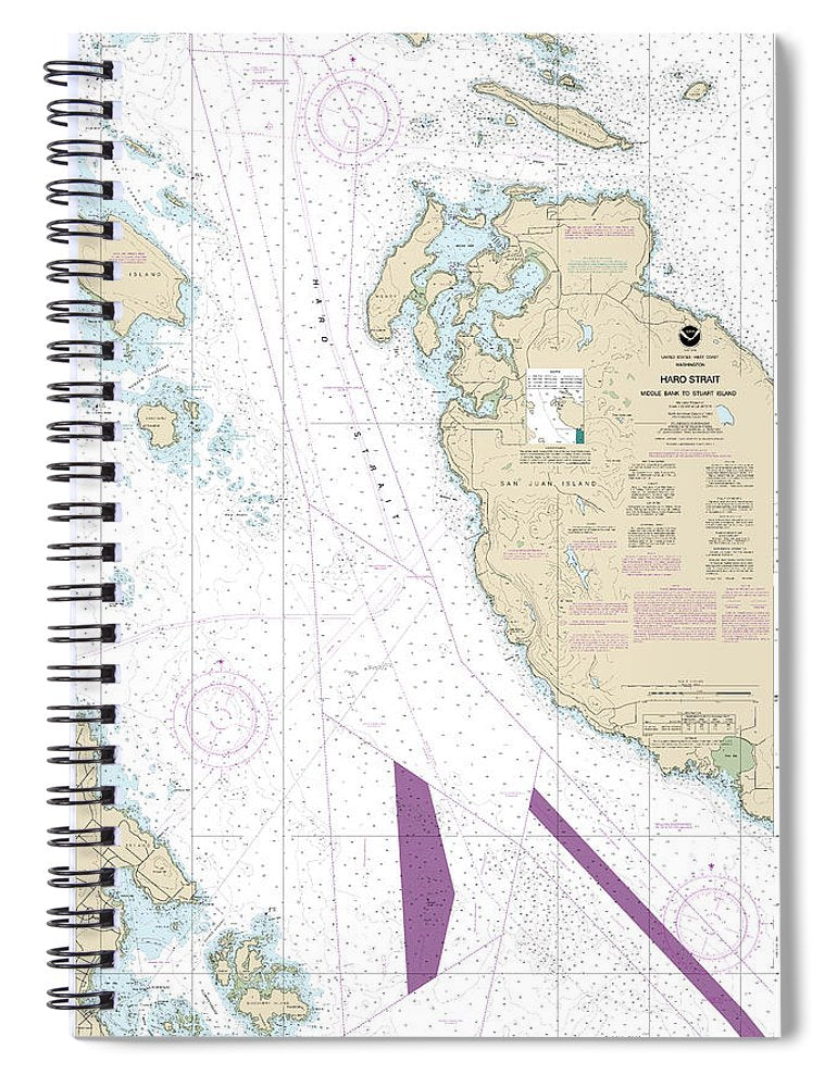 Nautical Chart 18433 Haro Strait Middle Bank Stuart Island Spiral Notebook