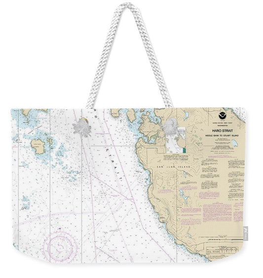 Nautical Chart-18433 Haro-strait-middle Bank-stuart Island - Weekender Tote Bag