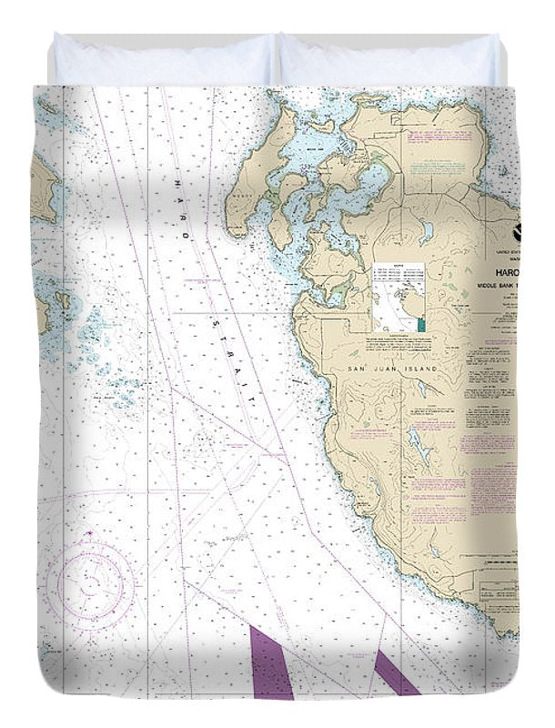 Nautical Chart-18433 Haro-strait-middle Bank-stuart Island - Duvet Cover