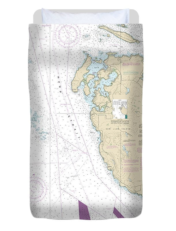 Nautical Chart-18433 Haro-strait-middle Bank-stuart Island - Duvet Cover