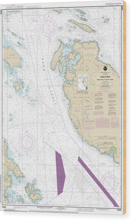 Nautical Chart-18433 Haro-Strait-Middle Bank-Stuart Island Wood Print