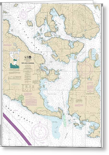 Nautical Chart-18434 San Juan Channel - Greeting Card