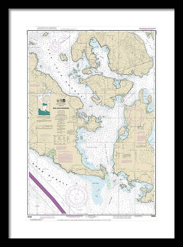 Nautical Chart-18434 San Juan Channel - Framed Print