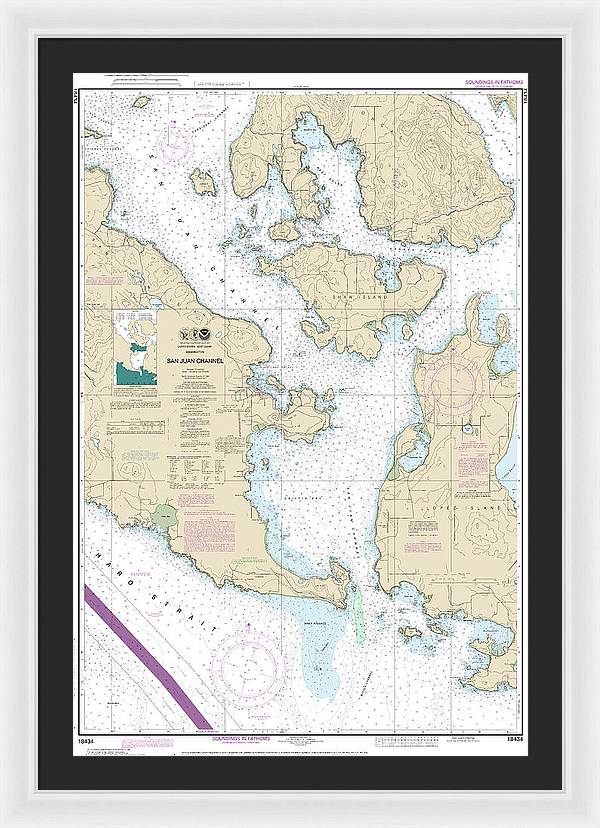 Nautical Chart-18434 San Juan Channel - Framed Print