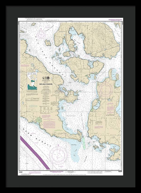 Nautical Chart-18434 San Juan Channel - Framed Print