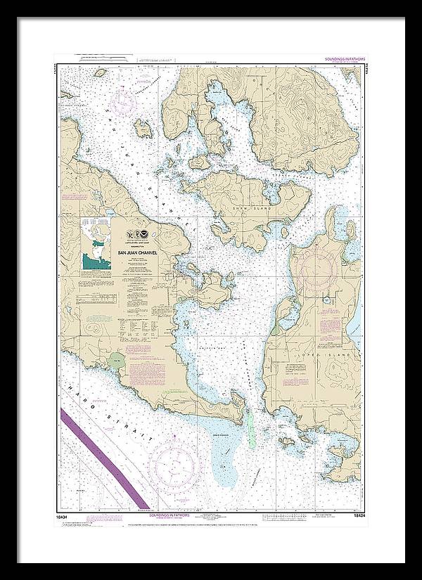 Nautical Chart-18434 San Juan Channel - Framed Print