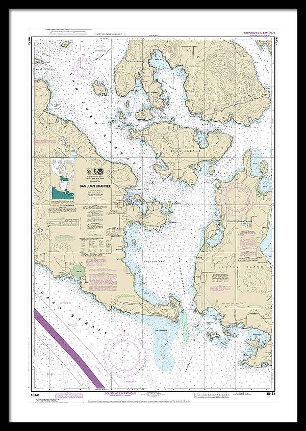 Nautical Chart-18434 San Juan Channel - Framed Print