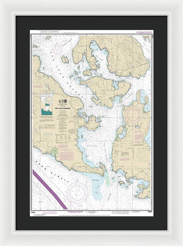 Nautical Chart-18434 San Juan Channel - Framed Print