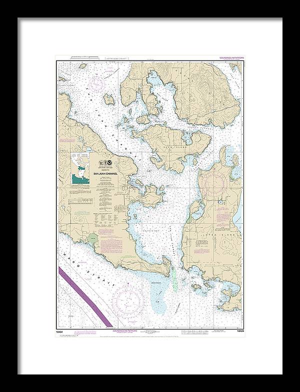 Nautical Chart-18434 San Juan Channel - Framed Print