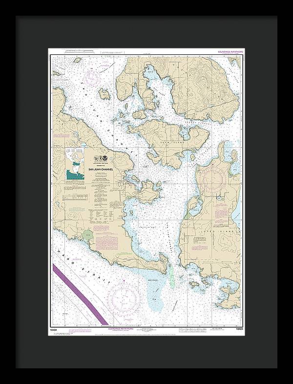 Nautical Chart-18434 San Juan Channel - Framed Print