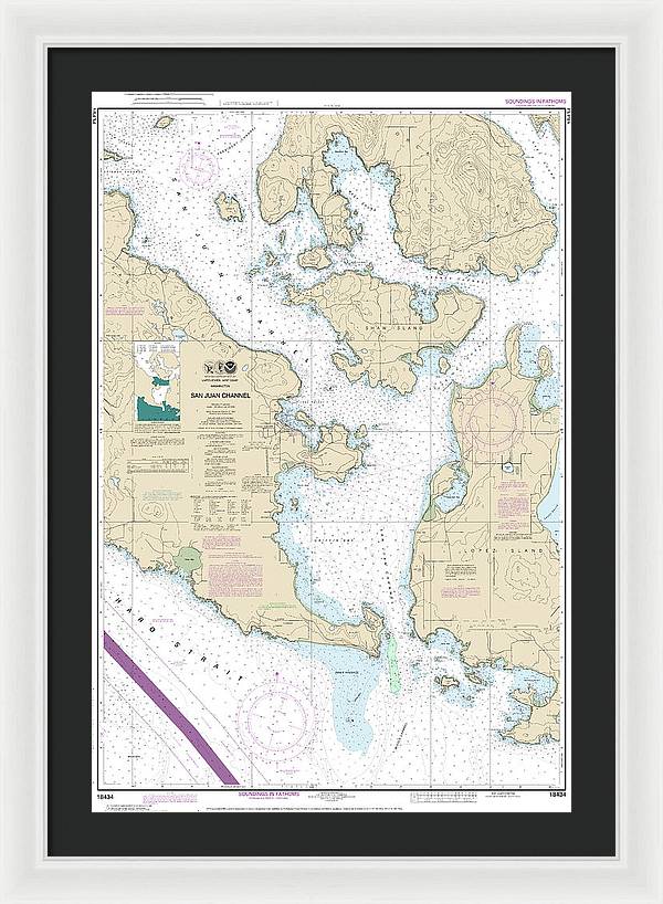 Nautical Chart-18434 San Juan Channel - Framed Print