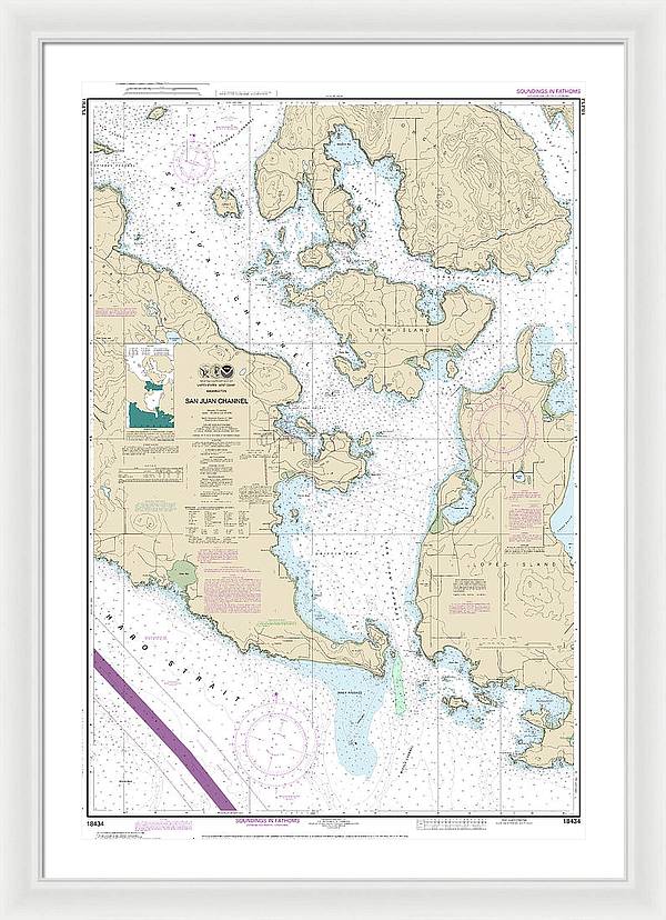 Nautical Chart-18434 San Juan Channel - Framed Print