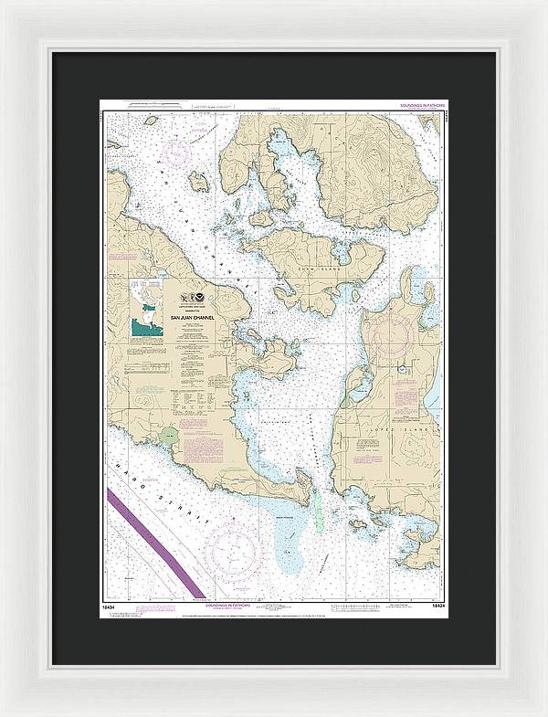 Nautical Chart-18434 San Juan Channel - Framed Print