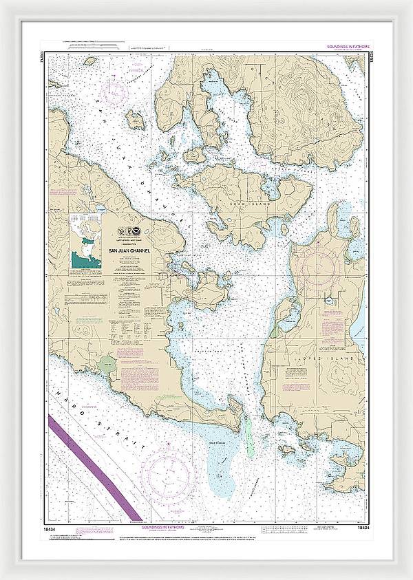 Nautical Chart-18434 San Juan Channel - Framed Print