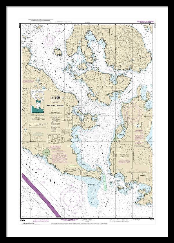 Nautical Chart-18434 San Juan Channel - Framed Print