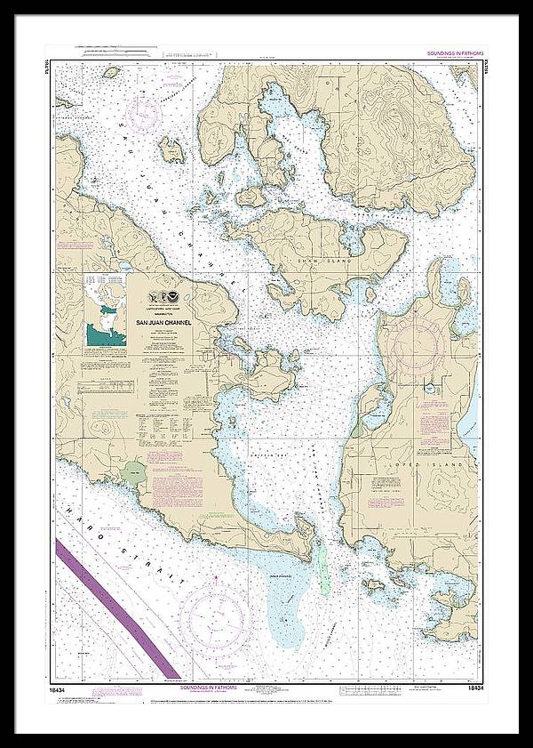 Nautical Chart-18434 San Juan Channel - Framed Print