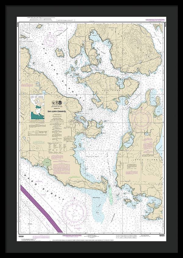 Nautical Chart-18434 San Juan Channel - Framed Print