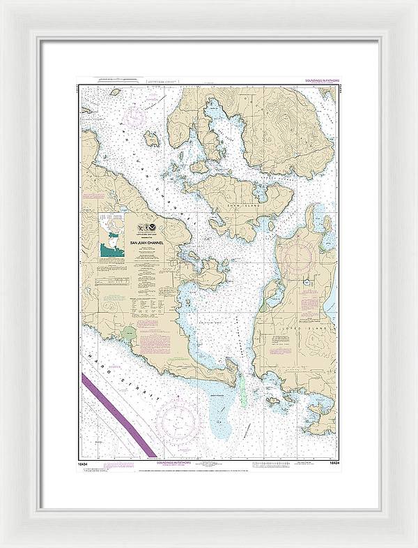 Nautical Chart-18434 San Juan Channel - Framed Print