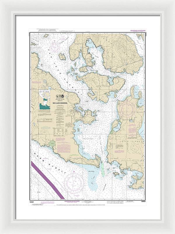 Nautical Chart-18434 San Juan Channel - Framed Print