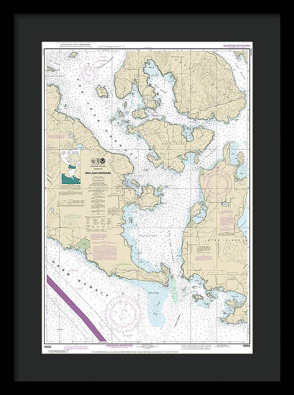 Nautical Chart-18434 San Juan Channel - Framed Print