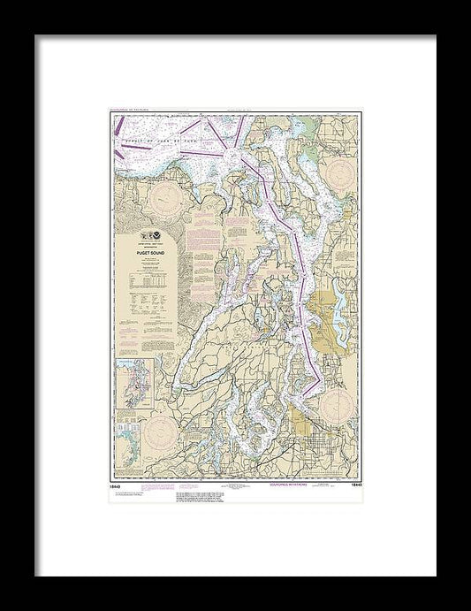 A beuatiful Framed Print of the Nautical Chart-18440 Puget Sound by SeaKoast