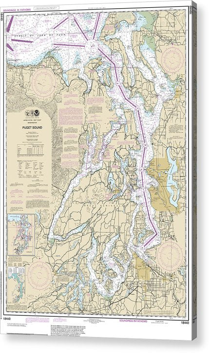 Nautical Chart-18440 Puget Sound  Acrylic Print
