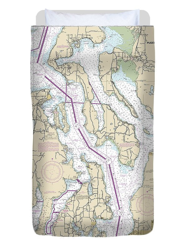 Nautical Chart-18441 Puget Sound-northern Part - Duvet Cover