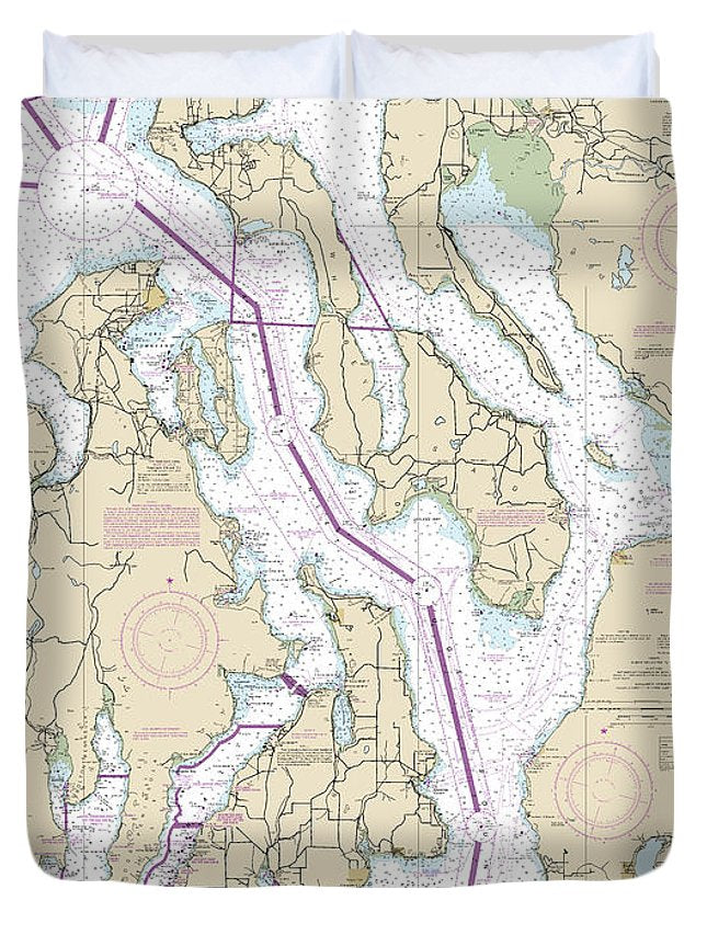 Nautical Chart-18441 Puget Sound-northern Part - Duvet Cover