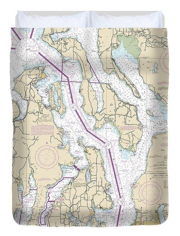 Nautical Chart-18441 Puget Sound-northern Part - Duvet Cover