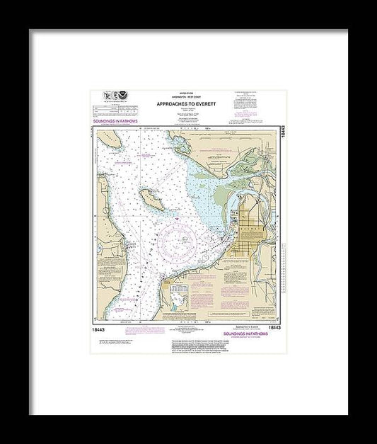 A beuatiful Framed Print of the Nautical Chart-18443 Approaches-Everett by SeaKoast