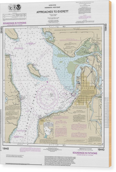 Nautical Chart-18443 Approaches-Everett Wood Print