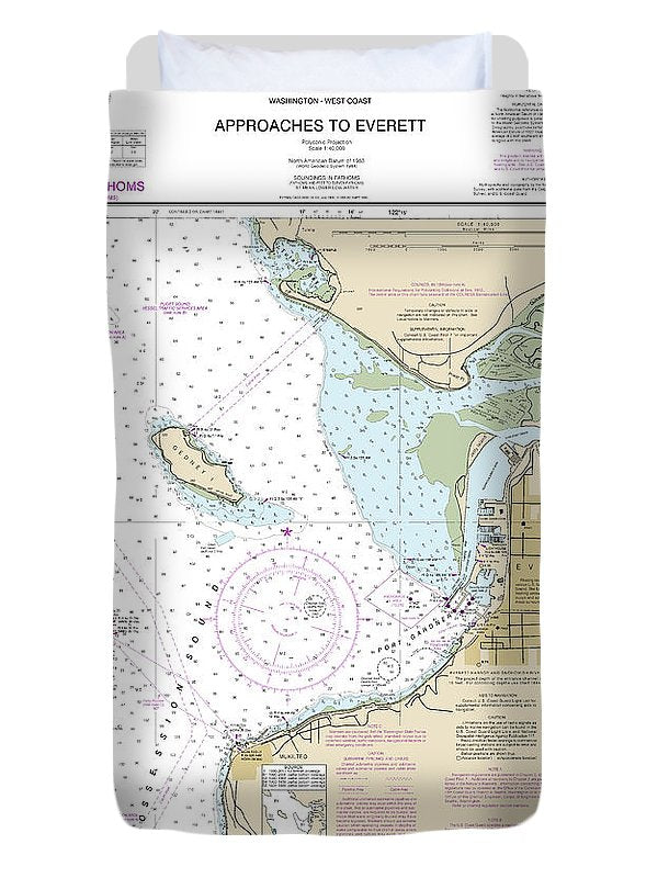 Nautical Chart-18443 Approaches-everett - Duvet Cover