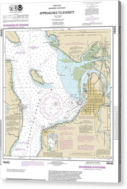 Nautical Chart-18443 Approaches-Everett  Acrylic Print