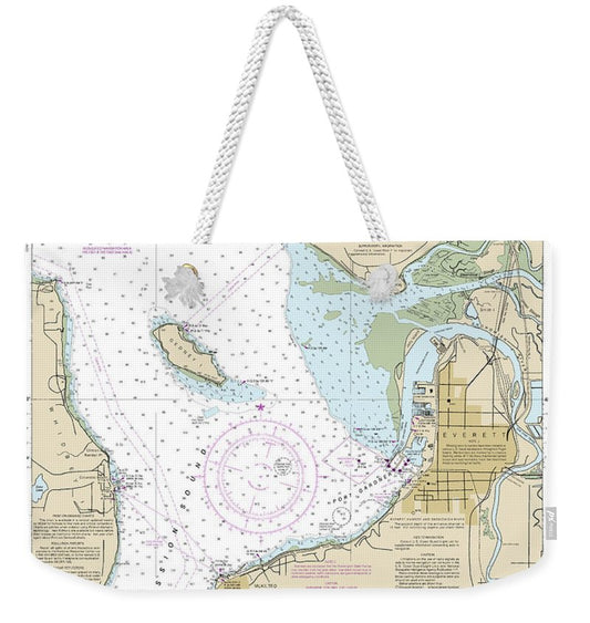 Nautical Chart-18443 Approaches-everett - Weekender Tote Bag