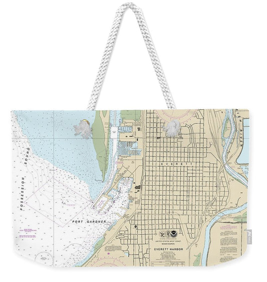 Nautical Chart-18444 Everett Harbor - Weekender Tote Bag