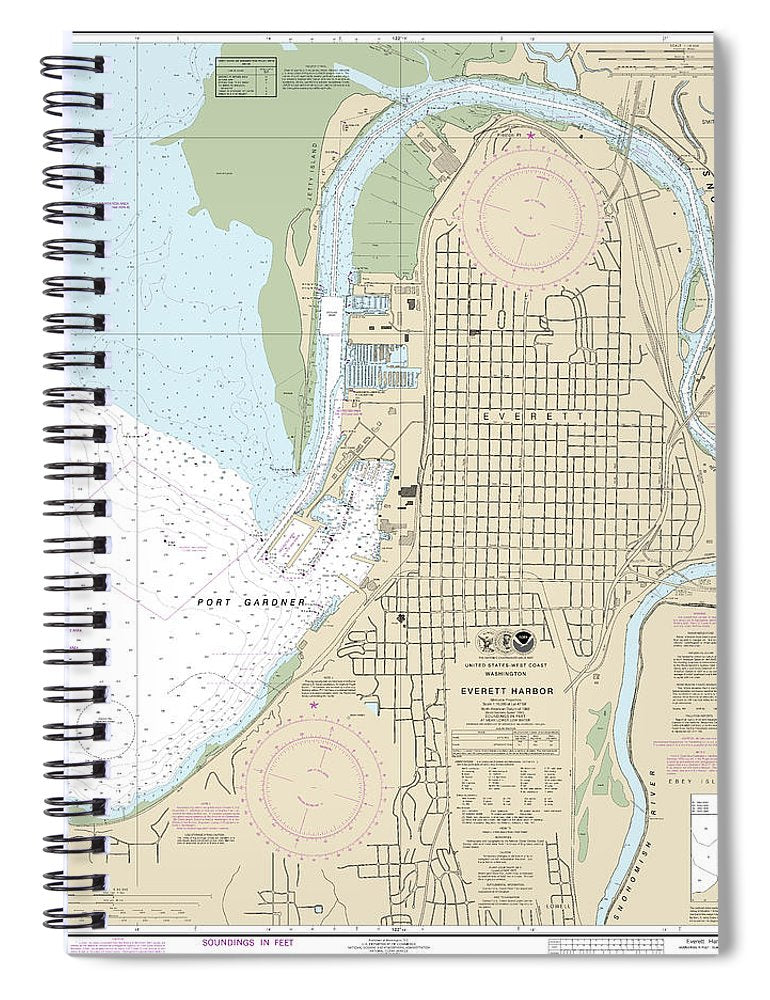 Nautical Chart 18444 Everett Harbor Spiral Notebook