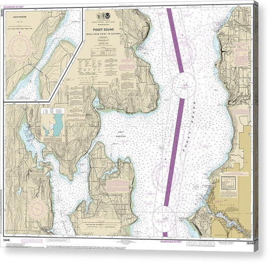 Nautical Chart-18446 Puget Sound-Apple Cove Point-Keyport, Agate Passage  Acrylic Print
