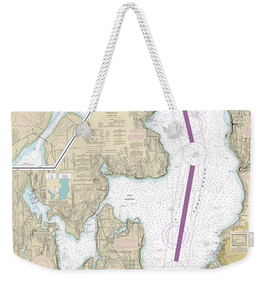 Nautical Chart-18446 Puget Sound-apple Cove Point-keyport, Agate Passage - Weekender Tote Bag