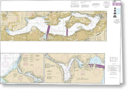 Nautical Chart-18447 Lake Washington Ship Canal-lake Washington - Greeting Card