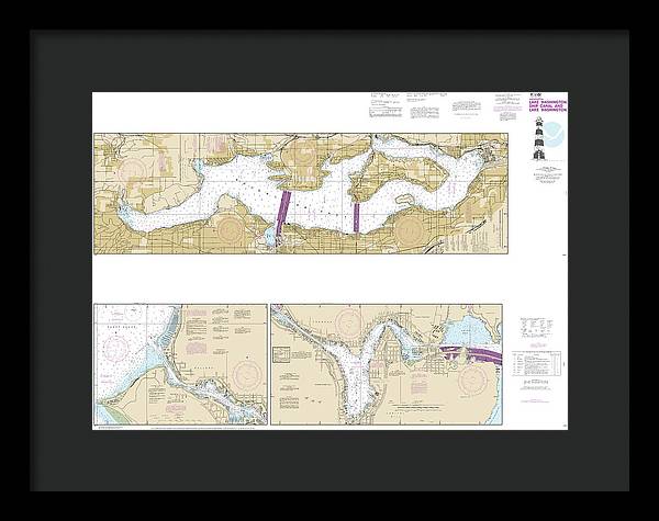 Nautical Chart-18447 Lake Washington Ship Canal-lake Washington - Framed Print